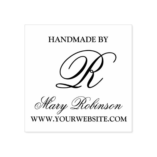 Elegant Business Monogram "Handgemaakt door" Rubberstempel (Afrduk)