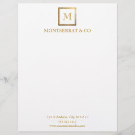 Elegant Business Monogram Logo Gold Square Briefhoofd