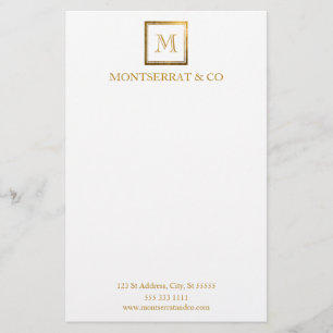 Elegant Business Monogram Logo Gold Square Briefpapier