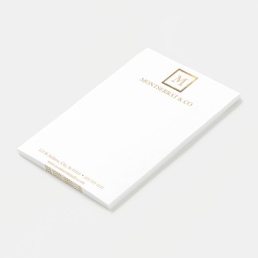 Elegant Business Monogram Logo Gold Square Post-it® Notes (Schuin)