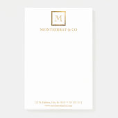 Elegant Business Monogram Logo Gold Square Post-it® Notes (Voorkant)