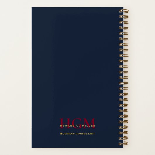 Elegant Business Monogram Logo Navy Burgundy Gold Notitieboek (Achterkant)