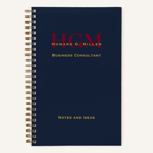 Elegant Business Monogram Logo Navy Burgundy Gold Notitieboek (Voorkant)