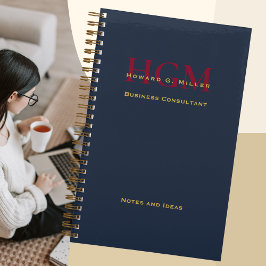 Elegant Business Monogram Logo Navy Burgundy Gold Notitieboek