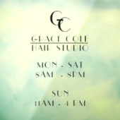 Elegant Business Open Times Studio Window Cling Raamsticker (Vel 3)