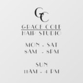 Elegant Business Open Times Studio Window Cling Raamsticker (Vel)