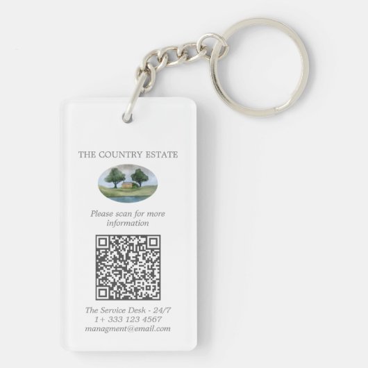 Elegant Business Property Room Number QR Code Sleutelhanger (achterkant)