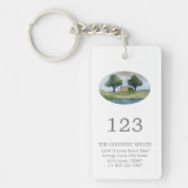 Elegant Business Property Room Number QR Code Sleutelhanger (Voorkant)