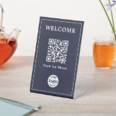 Elegant Business Restaurant Café Menu QR Code Logo Reclamebord Met Voetstuk (Insitu)