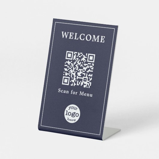 Elegant Business Restaurant Café Menu QR Code Logo Reclamebord Met Voetstuk (Voorkant)