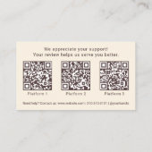 Elegant Business Review Request with QR Codes Boho Visitekaartje (Achterkant)