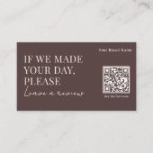 Elegant Business Review Request with QR Codes Boho Visitekaartje (Voorkant)