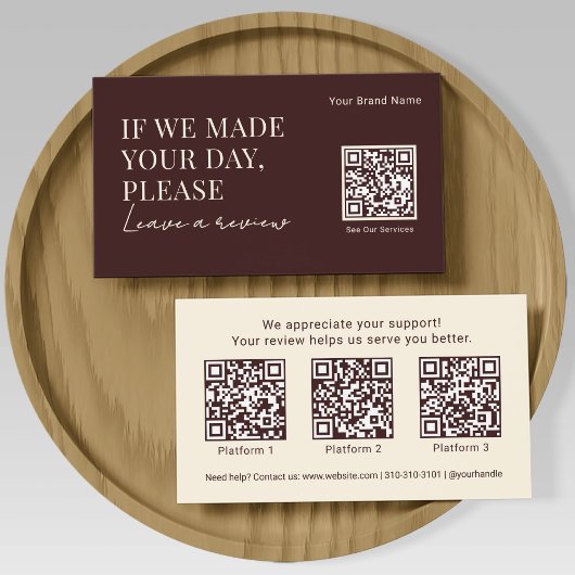 Elegant Business Review Request with QR Codes Boho Visitekaartje