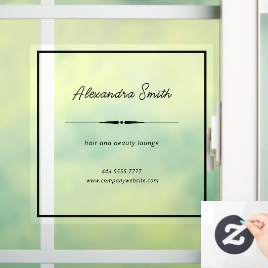 Elegant Business Salon Naam Lijst Zwart Raamsticker (Huis)
