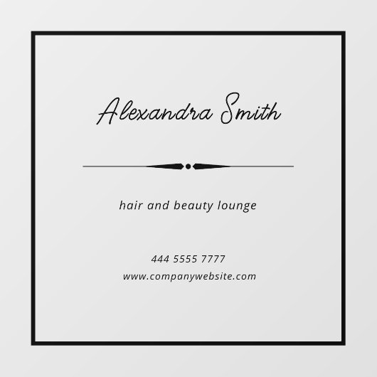Elegant Business Salon Naam Lijst Zwart Raamsticker (Vel)