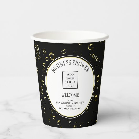 Elegant Business Shower Logo Papieren Bekers (Achterkant)