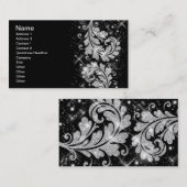 Elegant Business Silver Glitter Floral Swirls Visitekaartje (Voorkant / Achterkant)