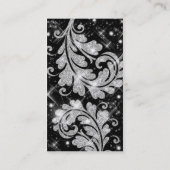 Elegant Business Silver Glitter Floral Swirls Visitekaartje (Achterkant)