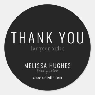 Elegant Business Simple Thank You Zwart-Wit Ronde Sticker