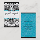 ELEGANT BUSINESS stijlvolle damast zwart aqua blau Visitekaartje (Voorkant / Achterkant)