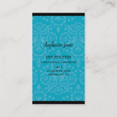 ELEGANT BUSINESS stijlvolle damast zwart aqua blau Visitekaartje (Achterkant)