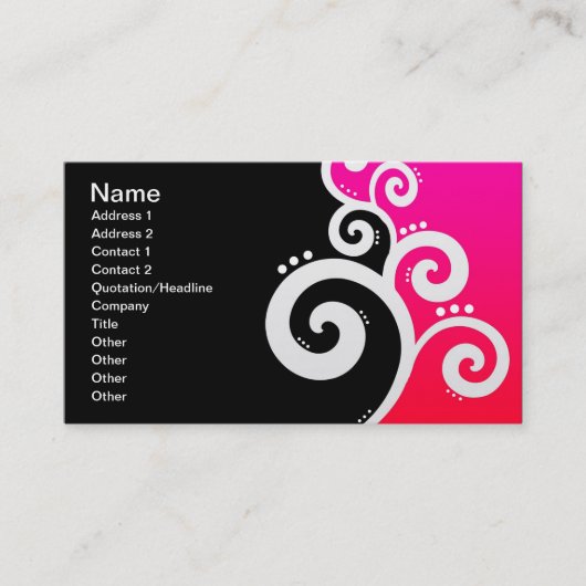 Elegant Business Swirls Pink Visitekaartje (Voorkant)