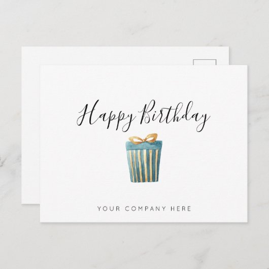 Elegant Business Waterverf Cadeau Birthday Briefkaart (Voorkant / Achterkant)