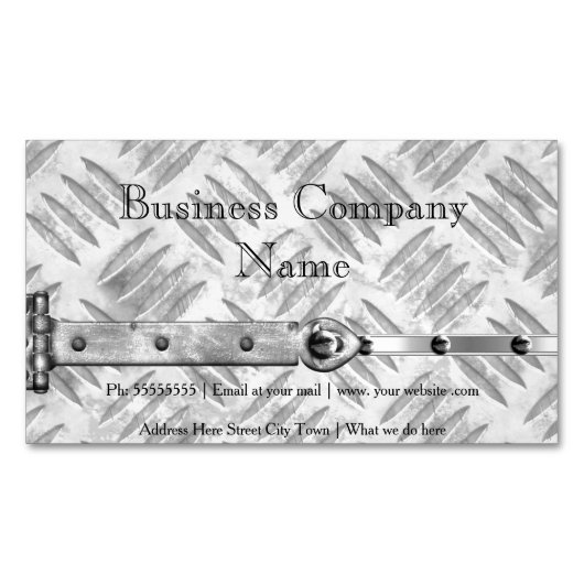 Elegant Business Zilver Metalen Studs Latch look 3 Visitekaartje Magneet (Voorkant)