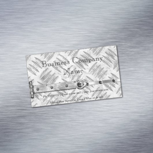 Elegant Business Zilver Metalen Studs Latch look 3 Visitekaartje Magneet (Voorbeeld)