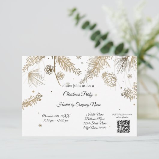 Elegant Bussines - Uitnodiging voor Kerstmis (Staand voorkant)