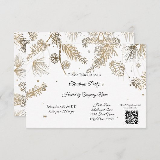 Elegant Bussines - Uitnodiging voor Kerstmis (Voorkant / Achterkant)