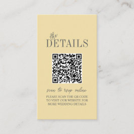 Elegant Butter Yellow Minimalist Wedding Qr Code Informatiekaartje