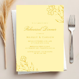 Elegant Butter Yellow Wedding Rehearsal Dinner Kaart