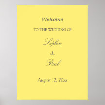 Elegant Butter Yellow Wedding Welkom Poster