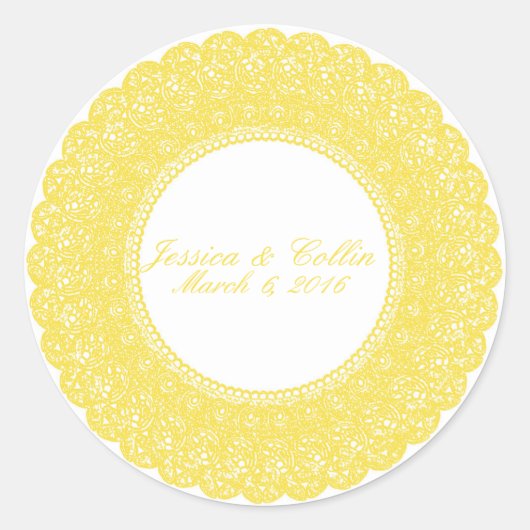 Elegant buttercup gele kant aangepaste sticker (Voorkant)