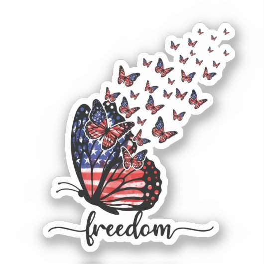 Elegant Butterflies | American Flag | Freedom Sticker (Voorkant)