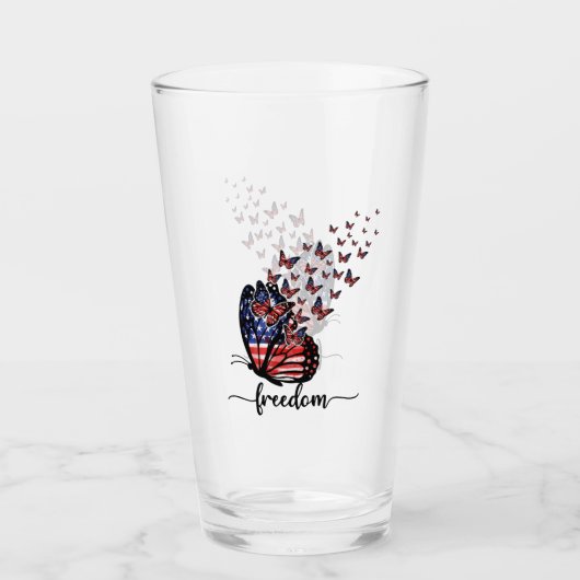 Elegant Butterflies | Amerikaanse vlag | Vrijheid Glas (Voorkant)