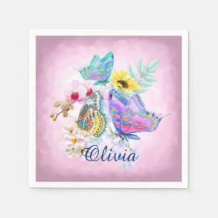 Elegant Butterflies en Flowers Servet