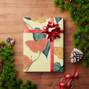 Elegant  Butterflies en Leaves Pattern   Cadeaupapier