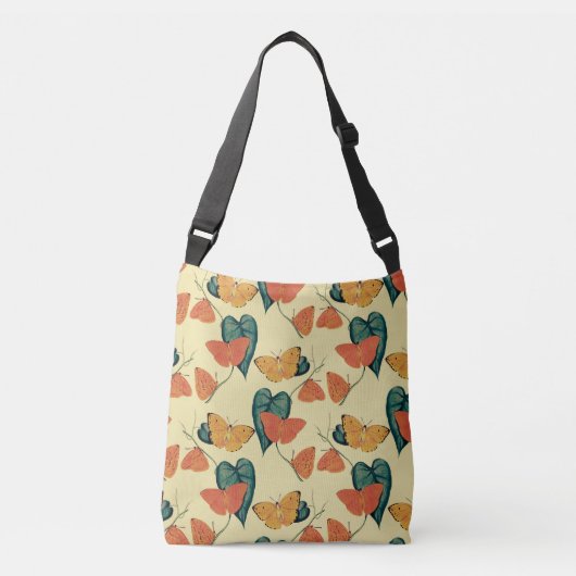 Elegant  Butterflies en Leaves Pattern | Crossbody Tas (Voorkant)