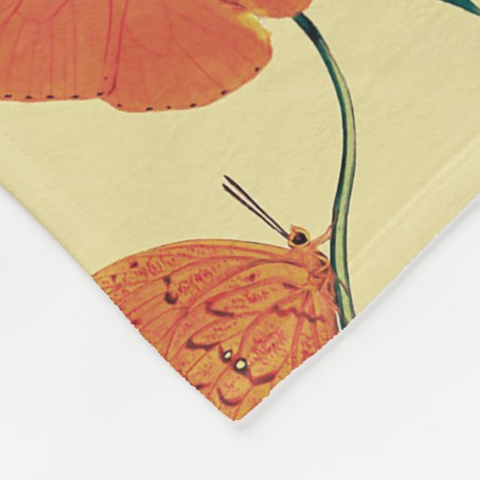 Elegant  Butterflies en Leaves Pattern | Fleece Deken (Hoek)