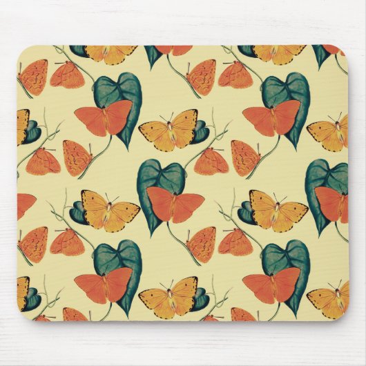Elegant Butterflies en Leaves Pattern | Muismat (Voorkant)