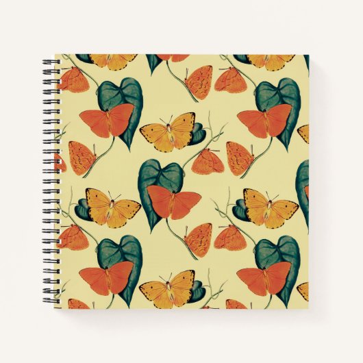 Elegant Butterflies en Leaves Pattern | Notitieboek (Voorkant)