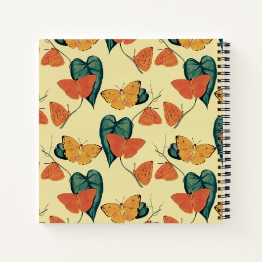 Elegant Butterflies en Leaves Pattern | Notitieboek (Achterkant)