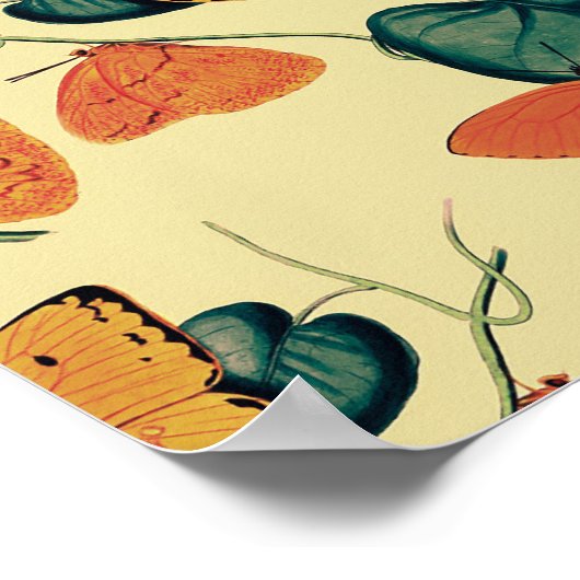 Elegant  Butterflies en Leaves Pattern | Poster (Hoek)