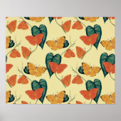 Elegant  Butterflies en Leaves Pattern | Poster (Voorkant)