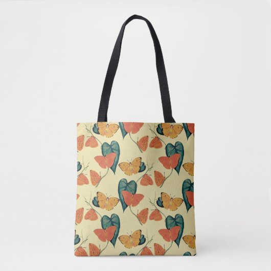 Elegant Butterflies en Leaves Pattern | Tote Bag (Voorkant)
