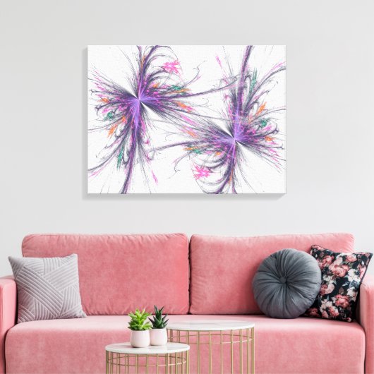 Elegant Butterflies Fractal Wrapped Canvas (Insitu (Woonkamer))