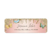 Elegant Butterflies Glitter Drift Girly Address Etiket (Voorkant)