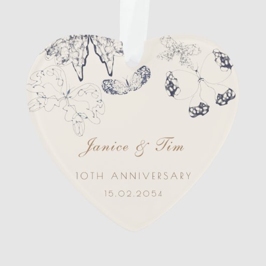 Elegant Butterflies Keepslag Wedding Jubileum Ornament (achterkant)